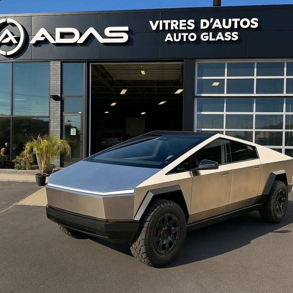 Remplacement du pare-brise d’un Tesla Cybertruck à Montréal